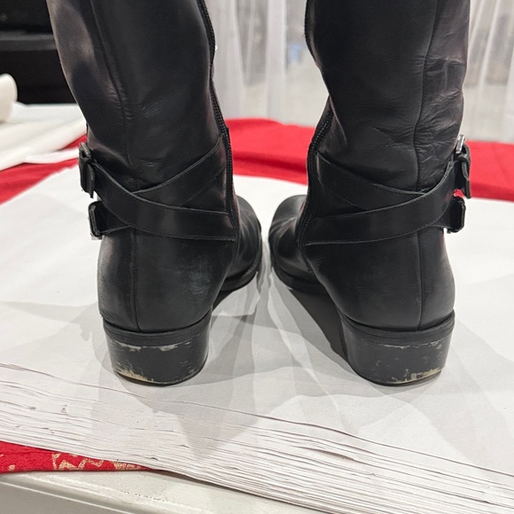 Black and Brown Knee-High Women's Boots - Picture 4 of 5